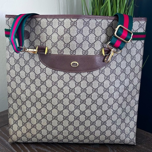 Authentic GUCCI GG Supreme Web Sherry Line Shopper Tote - Accessory Collection - Picture 1 of 16